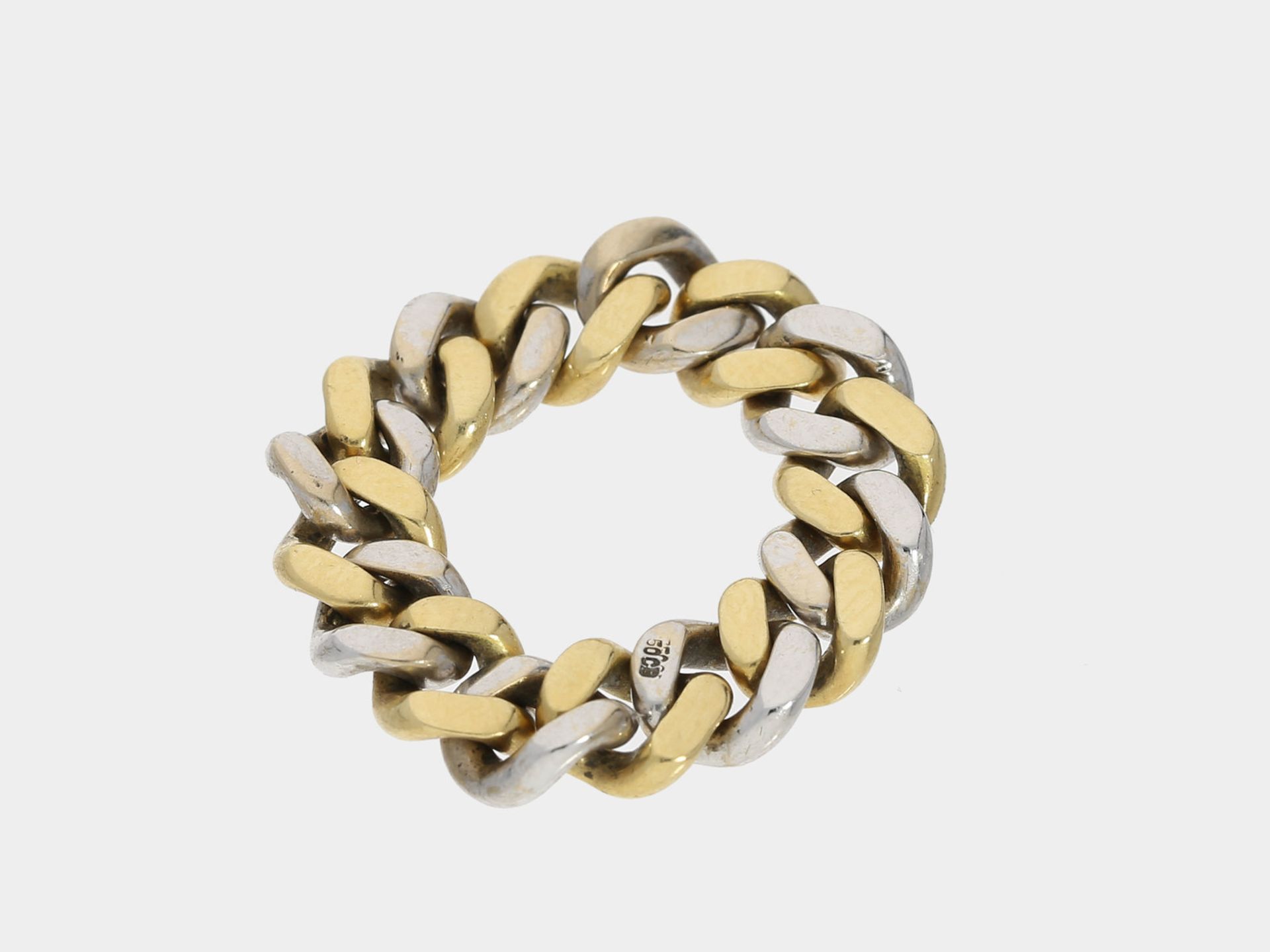 Ring: vintage Bicolor-Kettenring mit Diamanten, 18K Gold Ca. Ø17,5mm, ca. RG54, ca. 7,8g, 18K