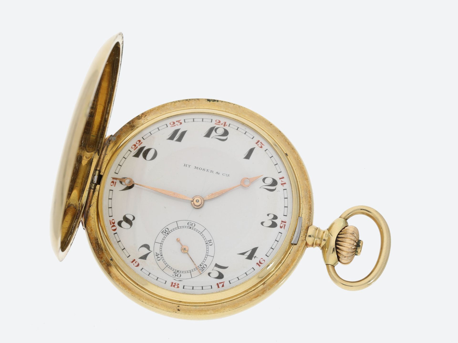 Taschenuhr: Präzisionstaschenuhr für den russischen Markt, 14K Gold, Henry Moser & Cie, ca.