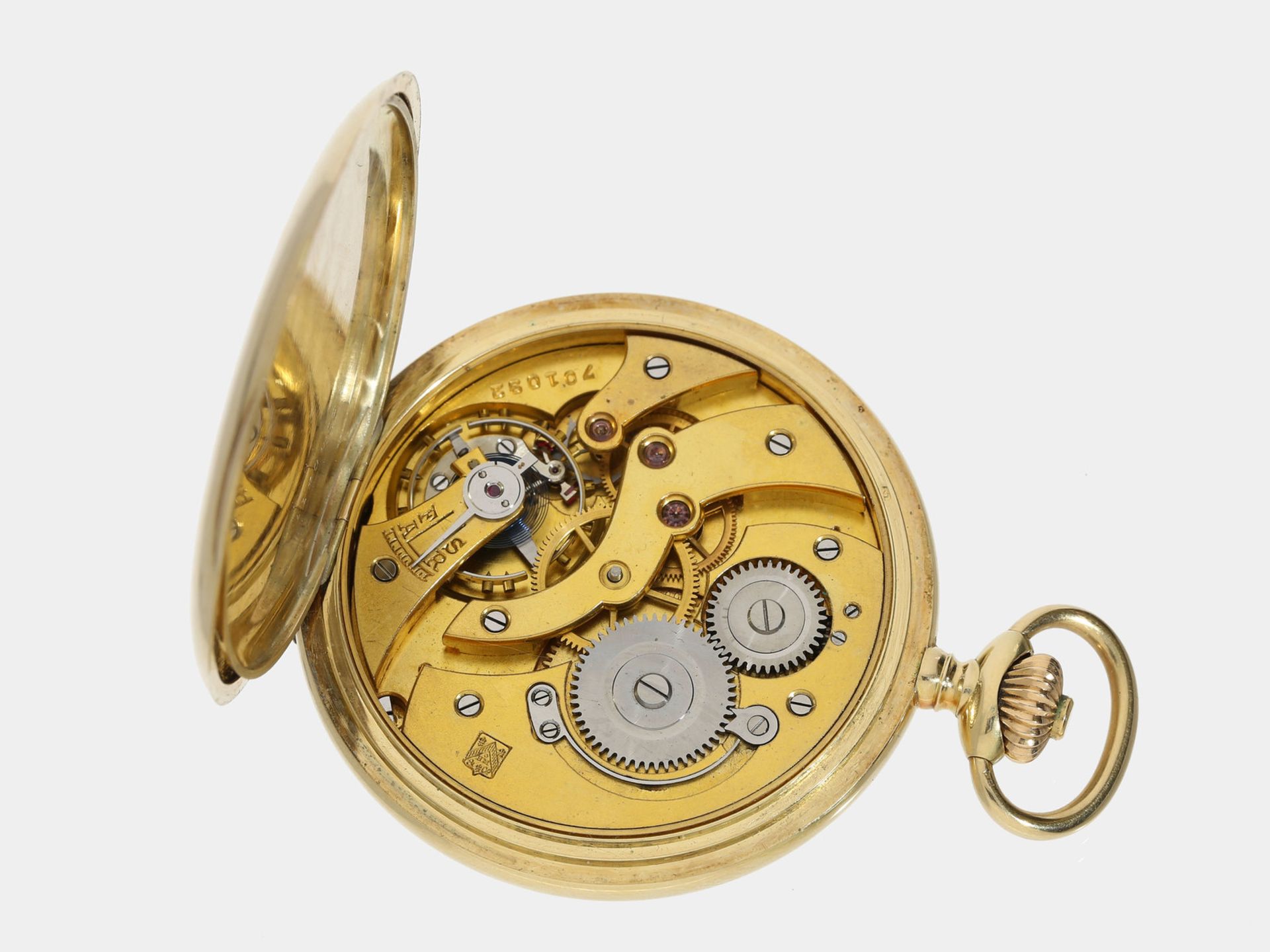 Taschenuhr: Präzisionstaschenuhr für den russischen Markt, 14K Gold, Henry Moser & Cie, ca. - Bild 3 aus 3