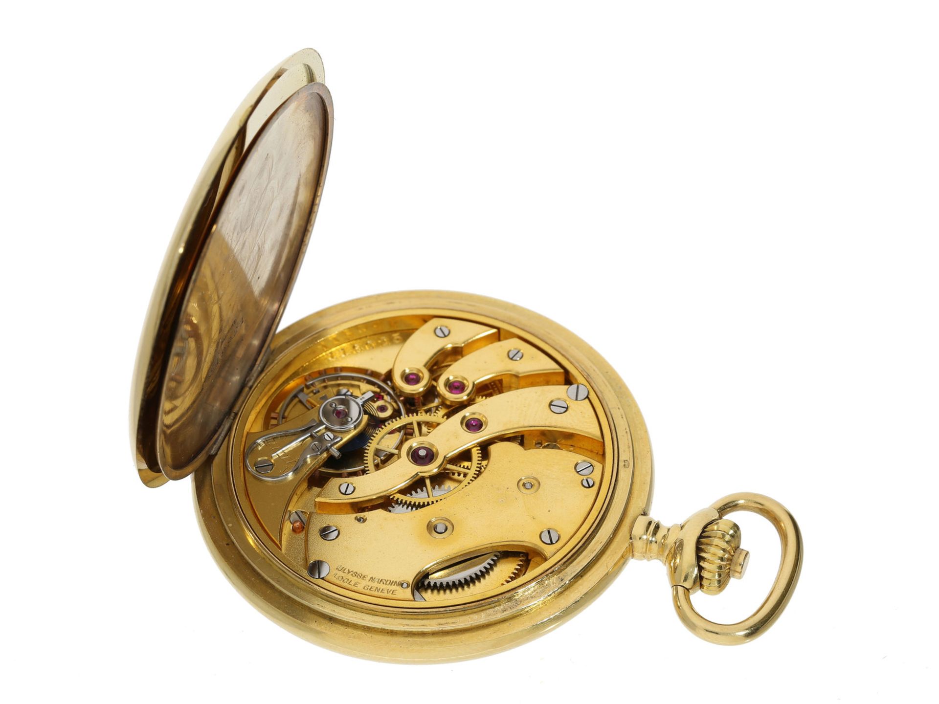 Taschenuhr: exquisite Präzisionstaschenuhr, 18K Gold, Ulysse Nardin, ca. 1920 Ca. Ø51mm, ca. 92g, - Bild 3 aus 3