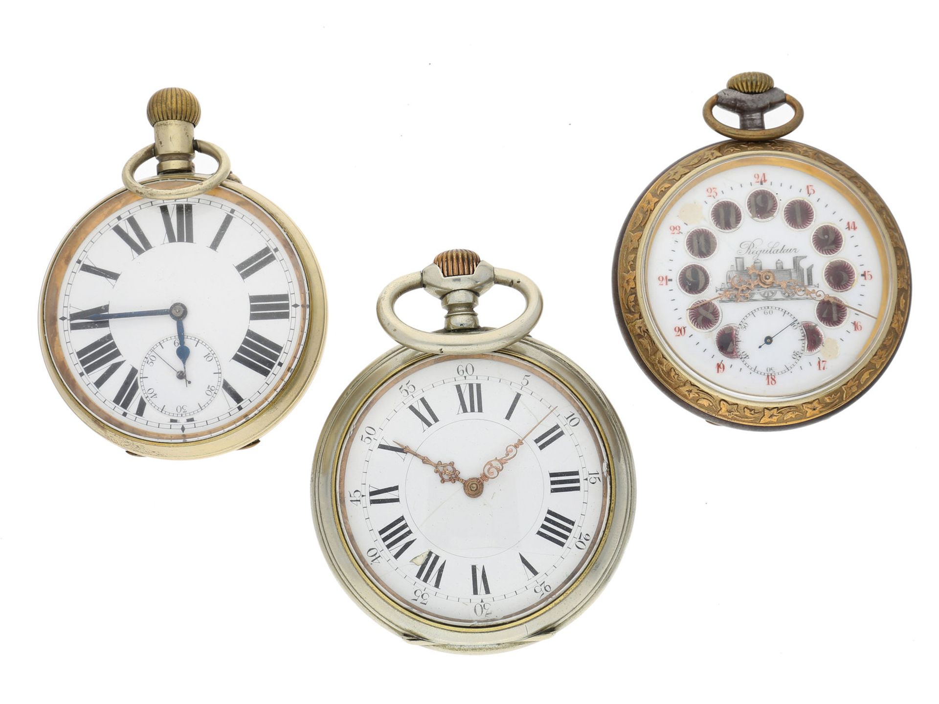 Taschenuhr: Konvolut von 3 sehr großen und schweren Taschenuhren Ca. Ø64mm bis Ø71mm, ca. 179g bis