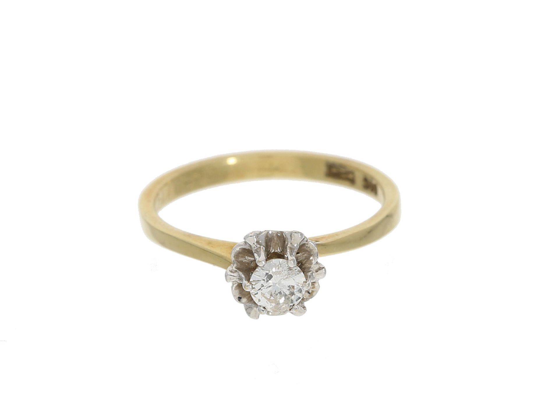 Ring: antiker Brillant/Solitärring, ca.0,25ct Ca. Ø17,5mm, RG55, ca. 2,9g, 14K Gold, Brillant von