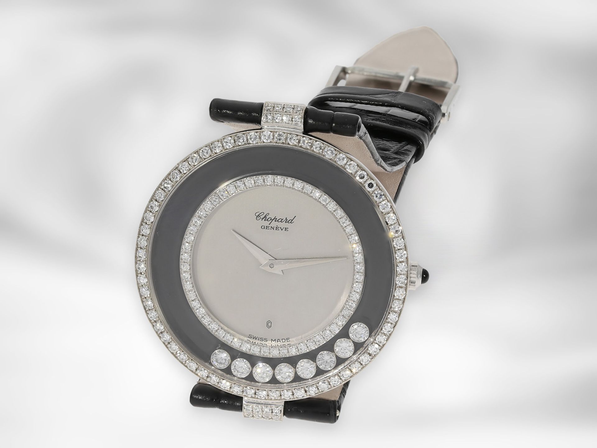 Armbanduhr: luxuriöse, große Damenuhr Chopard Happy Diamonds "Big size", in 18K Weißgold, Ref. - Bild 2 aus 3