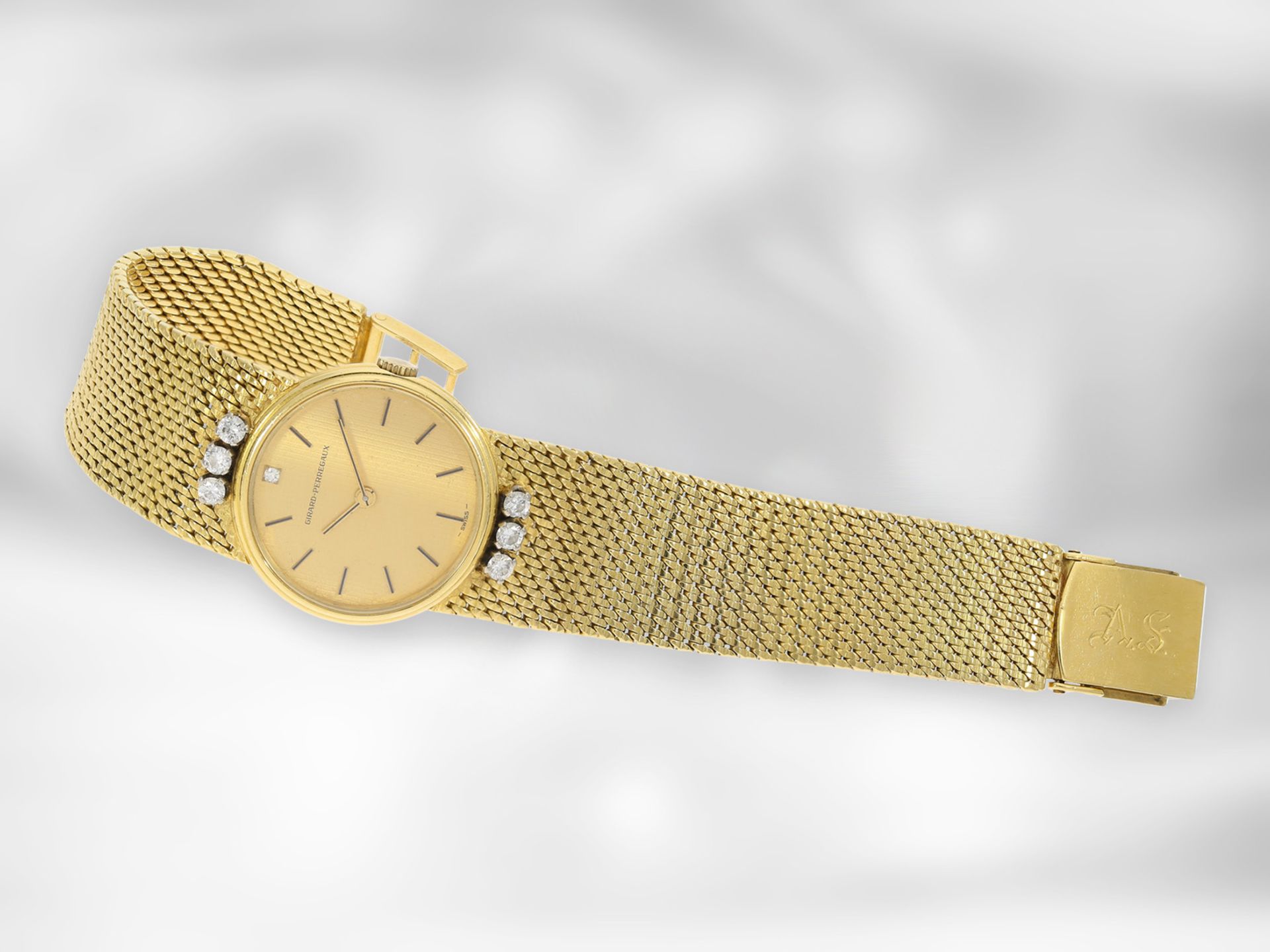 Armbanduhr: hochwertige, goldene vintage Armbanduhr der Marke "Girard-Perregaux", 18K Gold Ca. 18, - Bild 3 aus 3