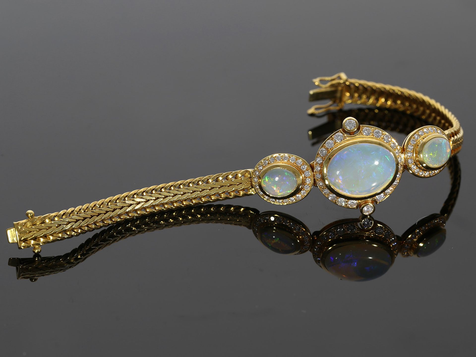 Anhänger/Armband: äußerst dekoratives, wertvolles Opal/Brillant-Goldschmiede-Armband mit passendem - Bild 2 aus 3