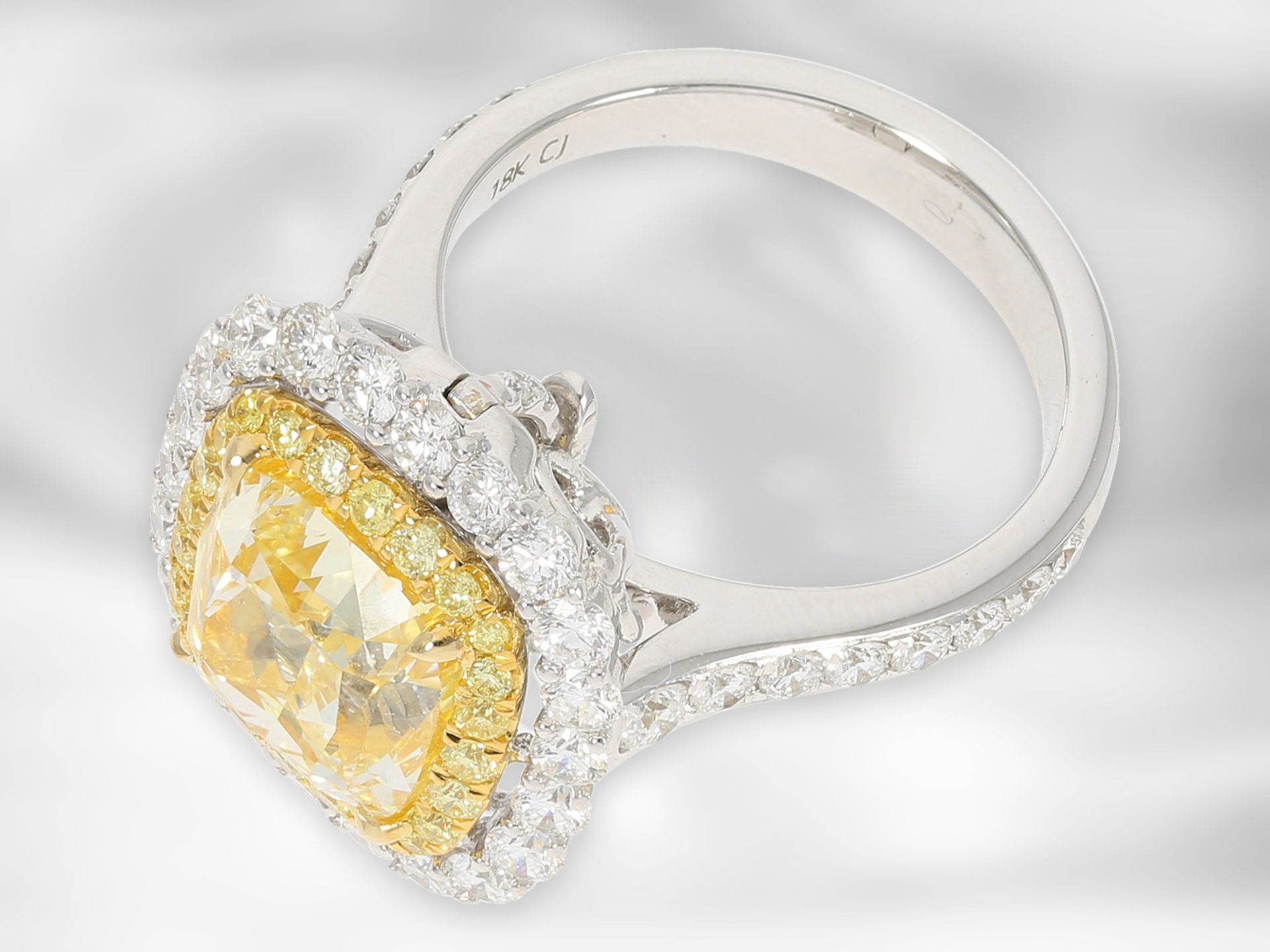 Ring: sehr hochwertiger, ganz spezieller Multifunktionsring/Anhänger mit wertvollem Fancy Diamant - Image 2 of 4