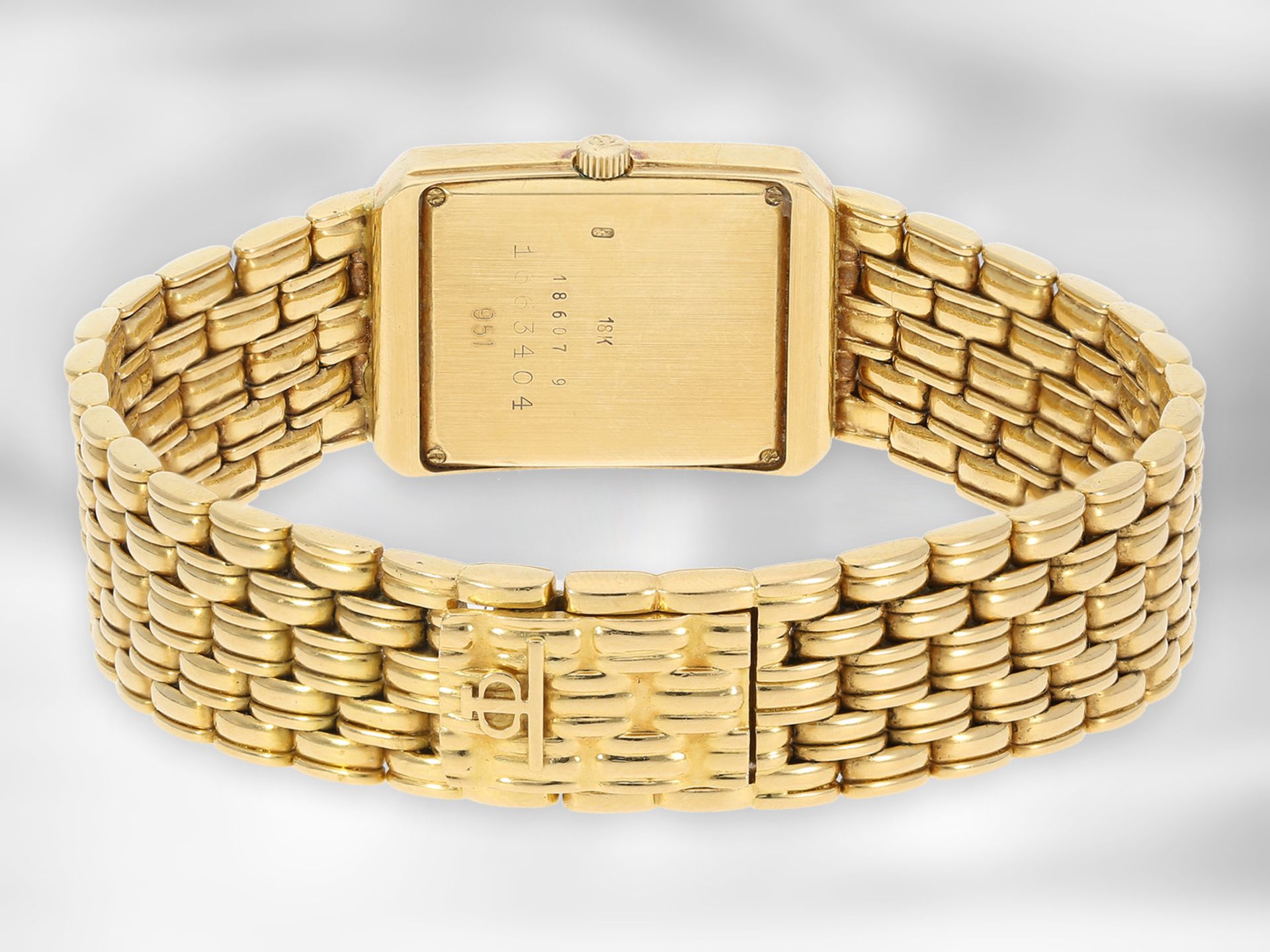 Armbanduhr: elegante, goldene vintage Baume & Mercier Damenuhr mit Diamant-Lünette, 18K Gold, mit - Bild 3 aus 3