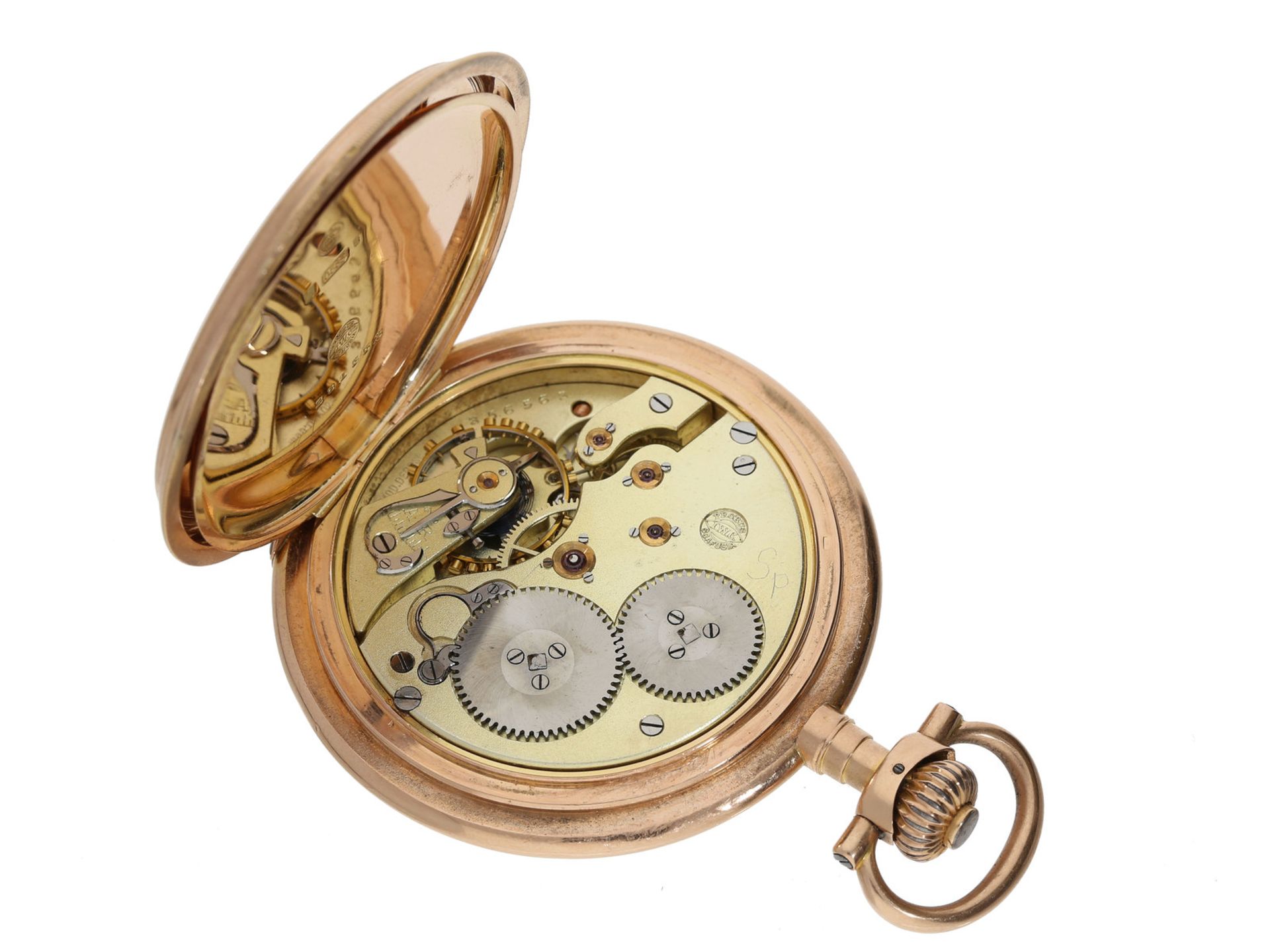 Taschenuhr: große attraktive 14K Gold IWC-Savonnette, ca. 1910 - Bild 3 aus 3