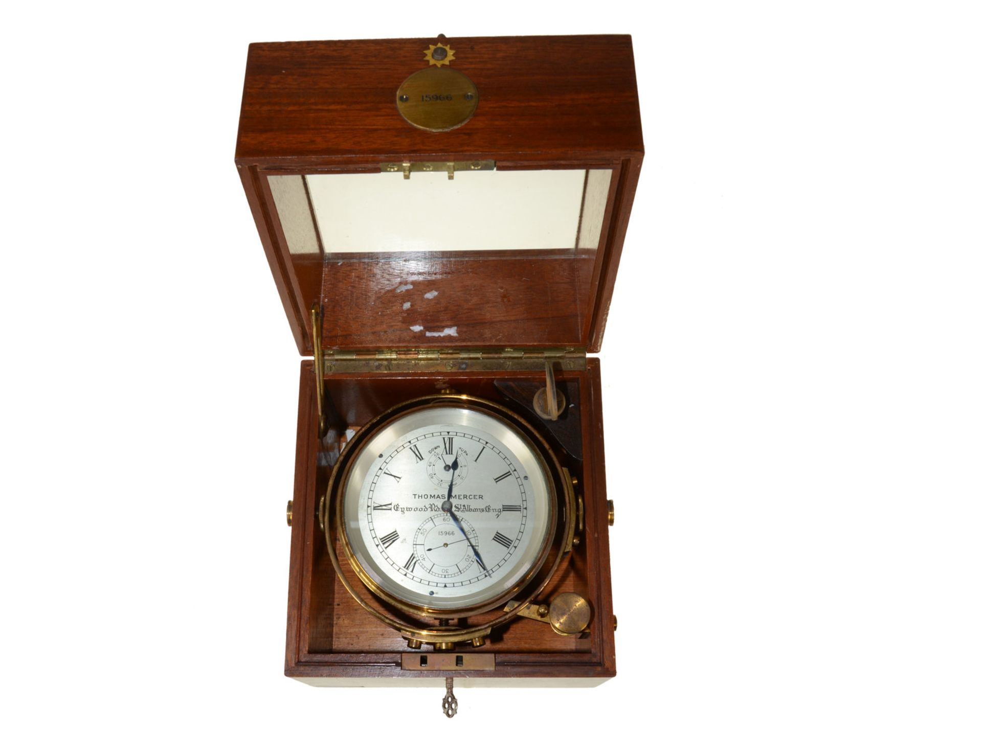 Marinechronometer: seltenes Thomas Mercer Chronometer No. 15966, mit Doppelbox, ca. 1935