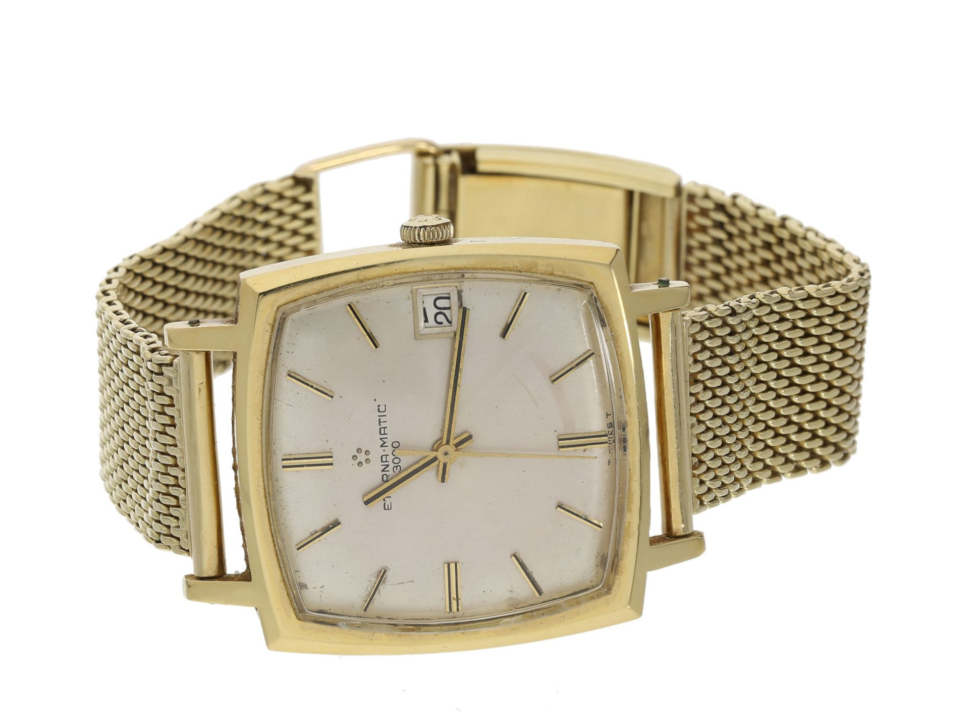 Armbanduhr: seltene, automatische vintage Herrenuhr in Gold, Eterna-Matic 3000