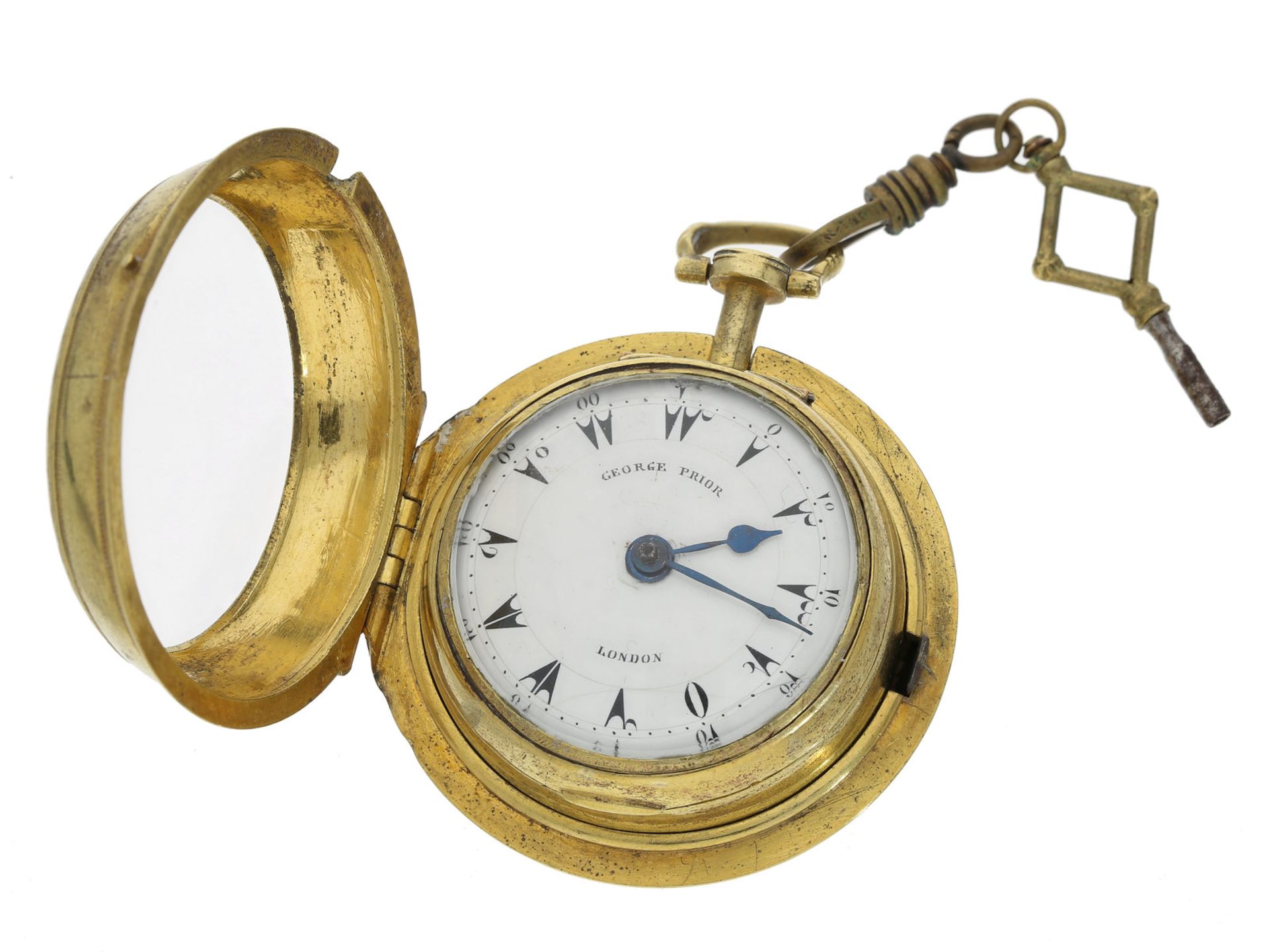 Taschenuhr: englische Doppelgehäuse-Spindeluhr, George Prior/Jn. Smith, London, ca. 1800