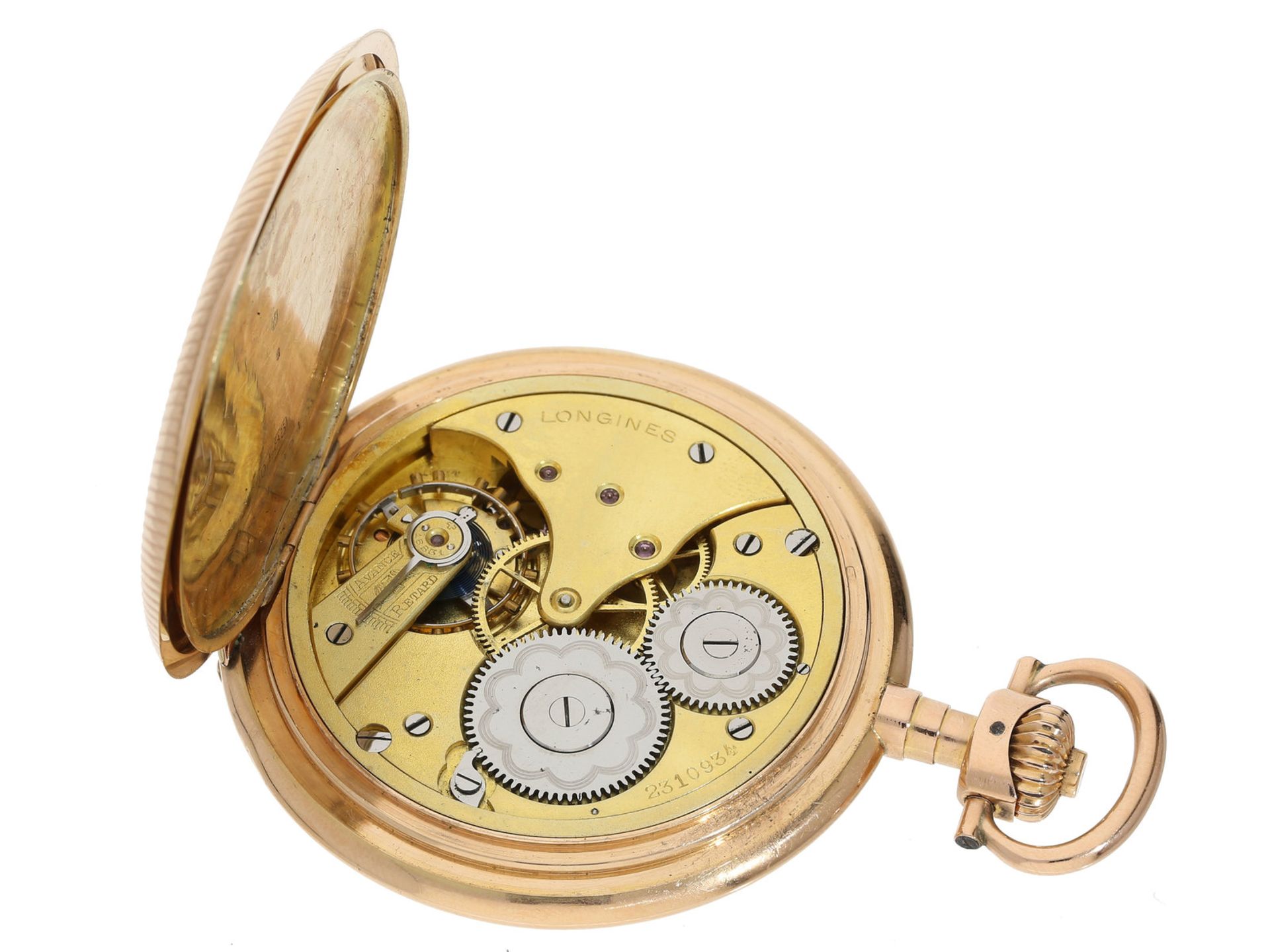 Taschenuhr: feine und wenig benutzte 14K Longines Goldsavonnette, ca. 1900 - Bild 4 aus 4