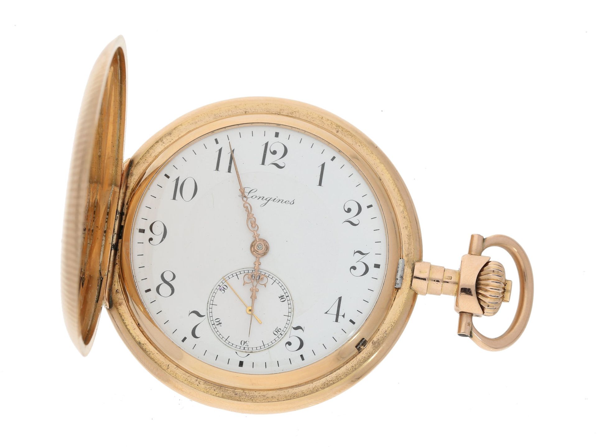 Taschenuhr: feine und wenig benutzte 14K Longines Goldsavonnette, ca. 1900