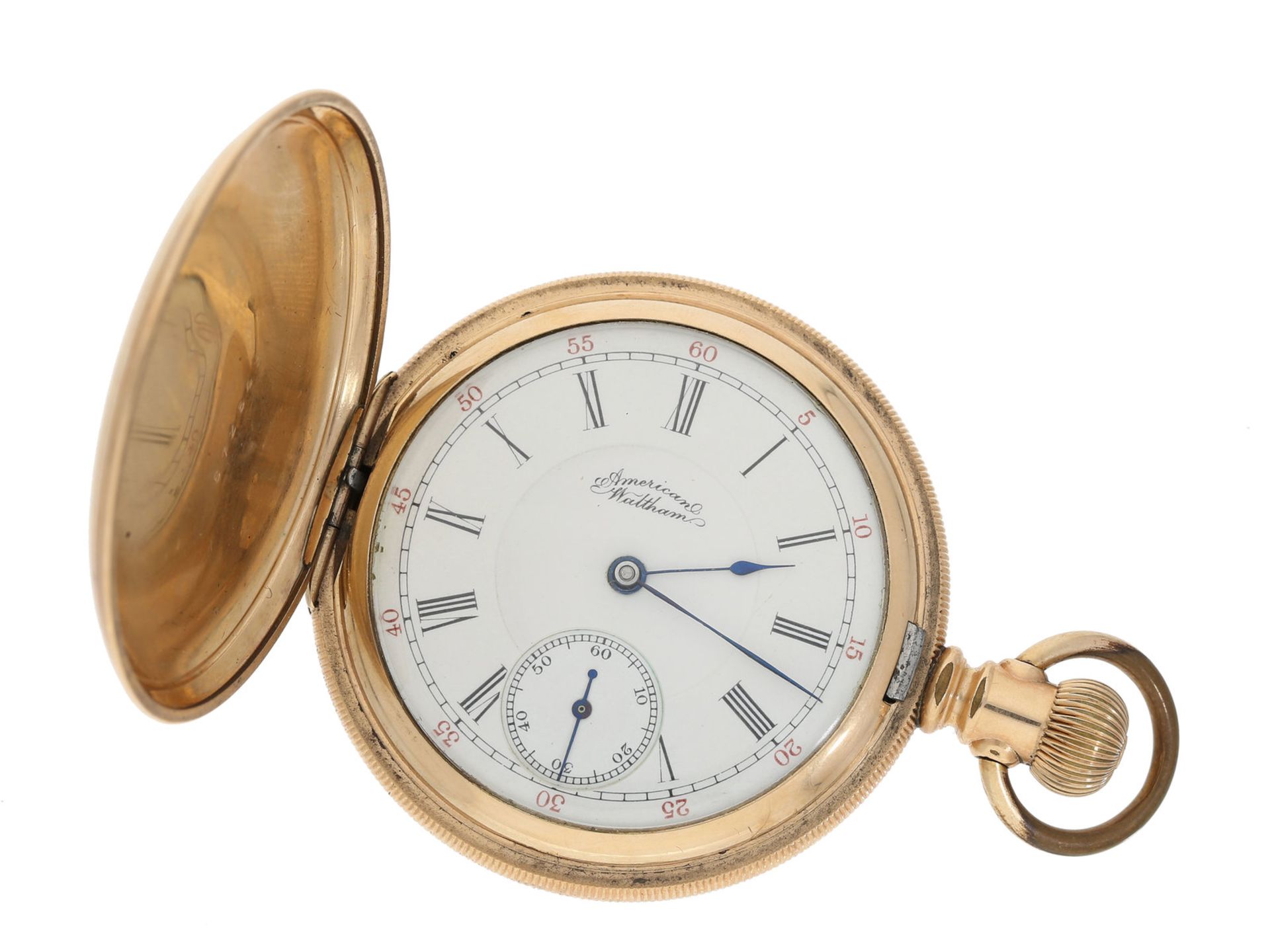 Taschenuhr: schwere amerikanische Savonnette mit sehr feinem Werk, Waltham Riverside, ca.1900