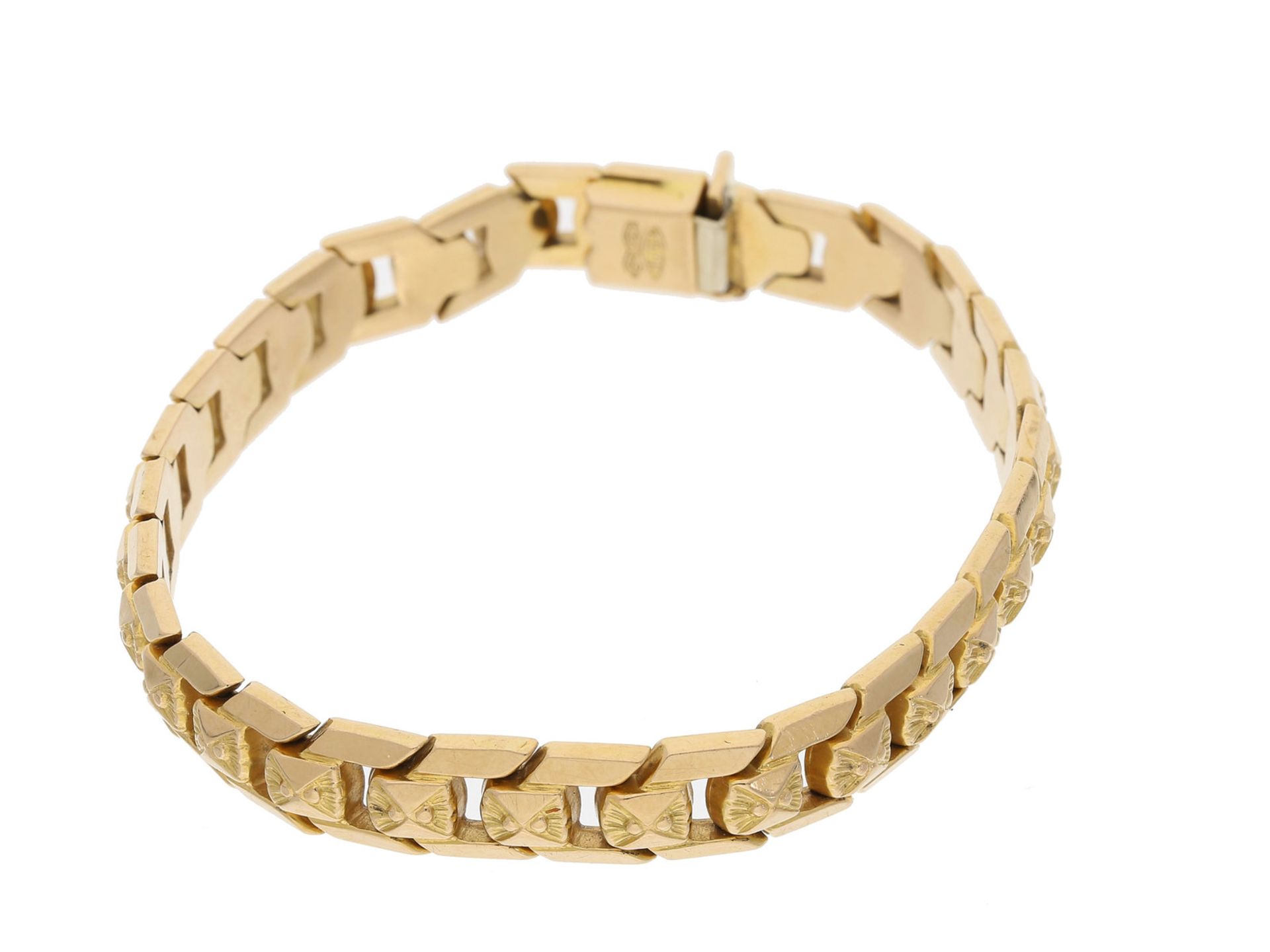 Armband: dekoratives und schön erhaltenes vintage Goldarmband, 18K Gold