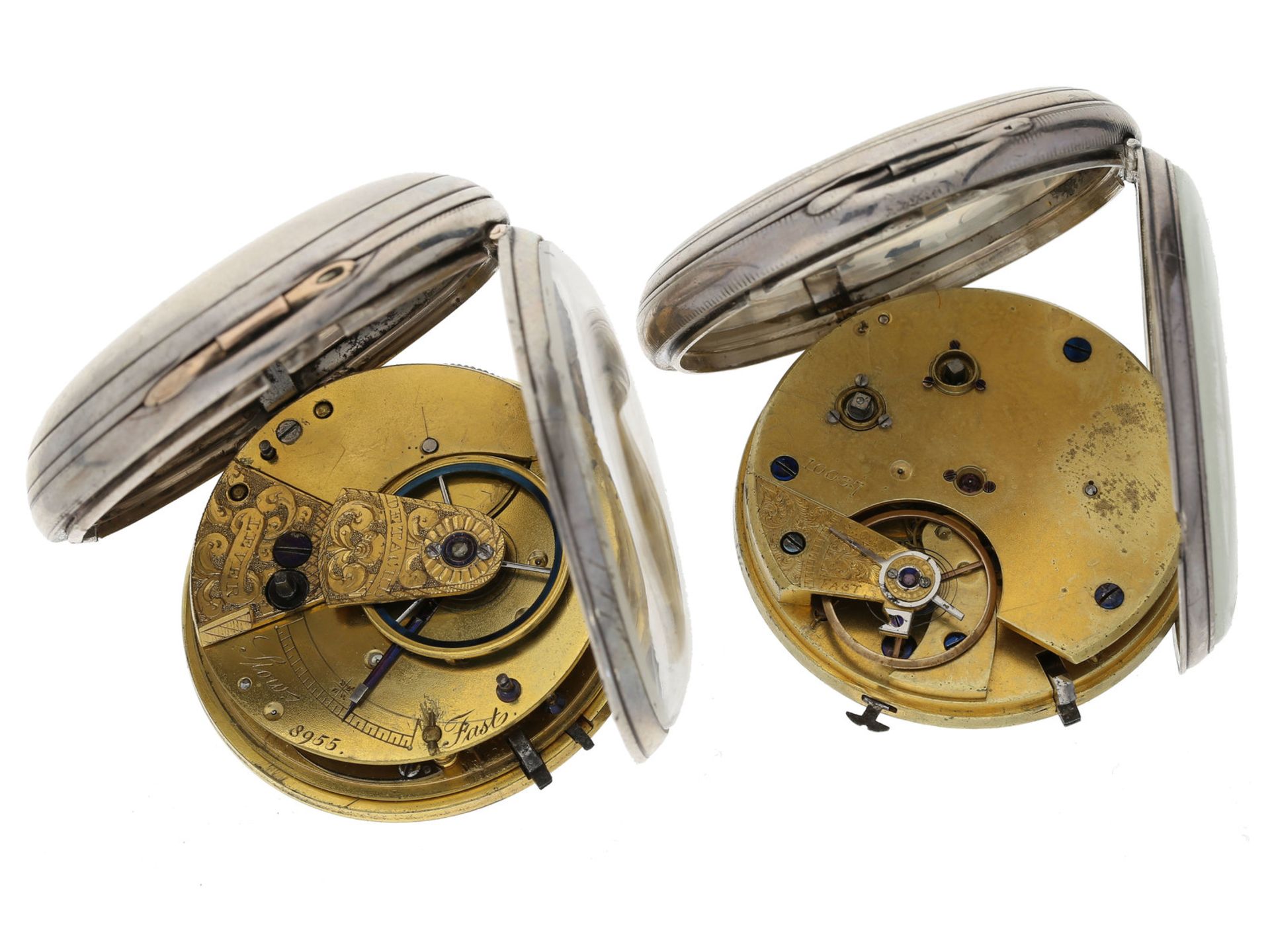 Taschenuhr: 2 große englische Herrenuhren, ein früher Chronograph und eine frühe Massey-Hemmun - Image 2 of 2