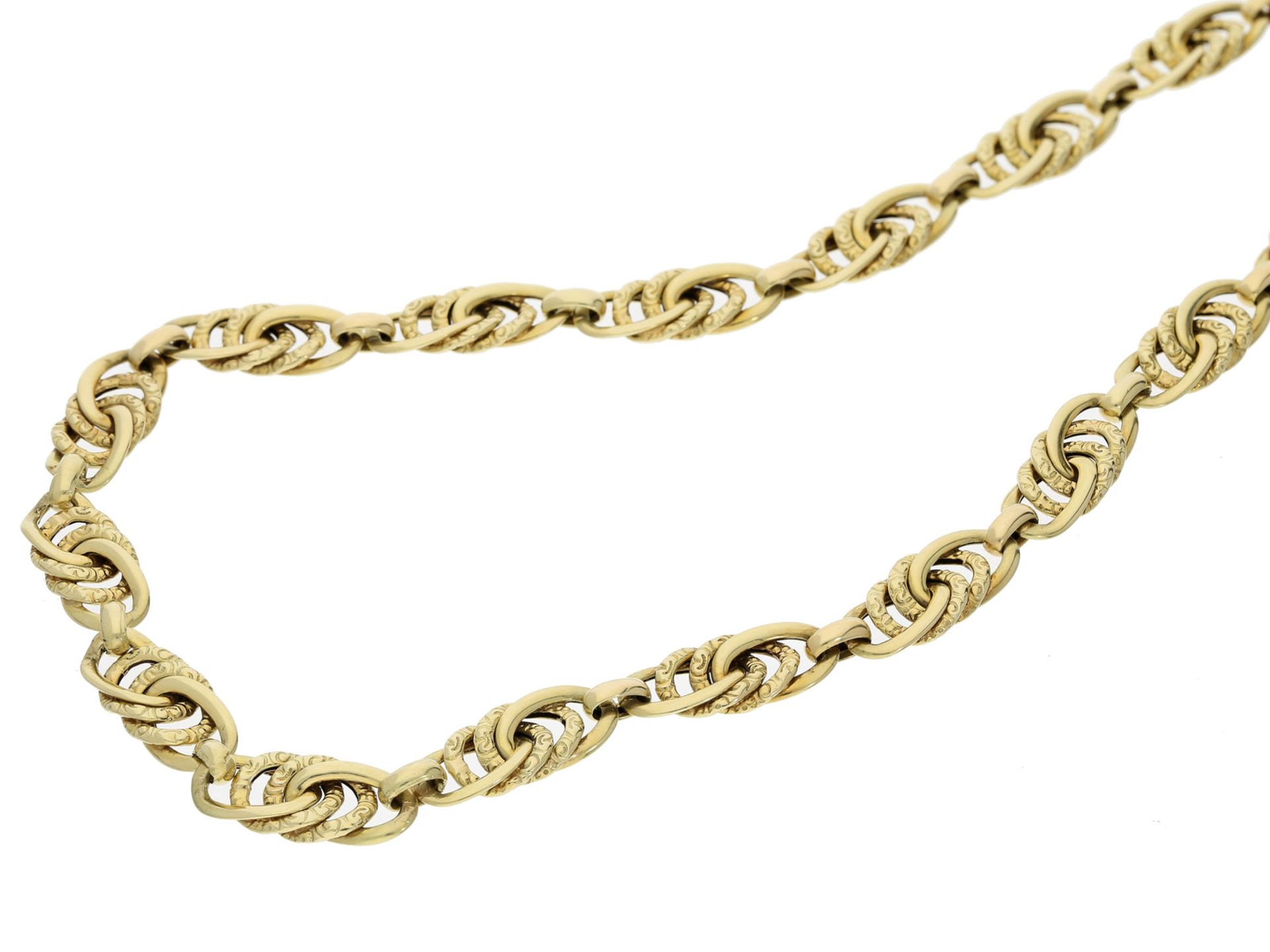 Kette/Collier: ausgefallene und dekorative Goldkette, 14K Gold