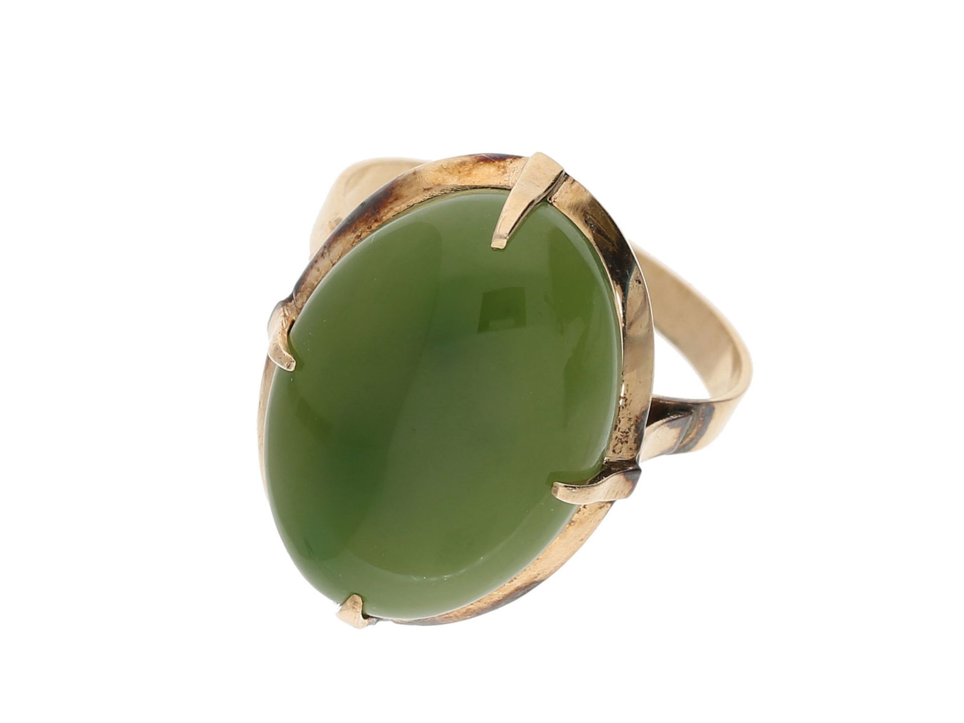 Ring: vintage Nephrit-Goldschmiedering, vermutlich um 1950