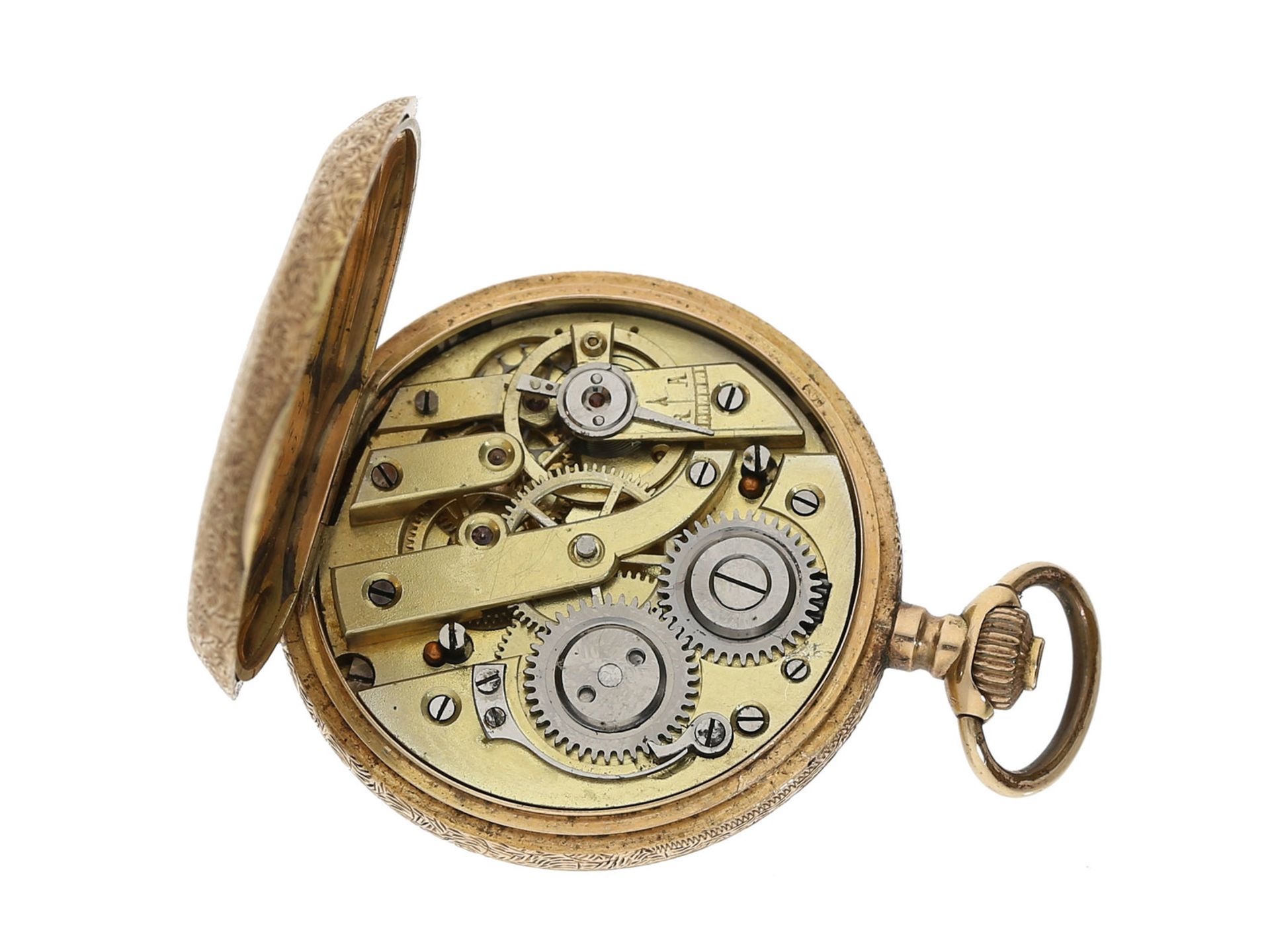 Taschenuhr: prächtige Jugendstil Damensavonnette, Gold, ca. 1900 - Bild 3 aus 3