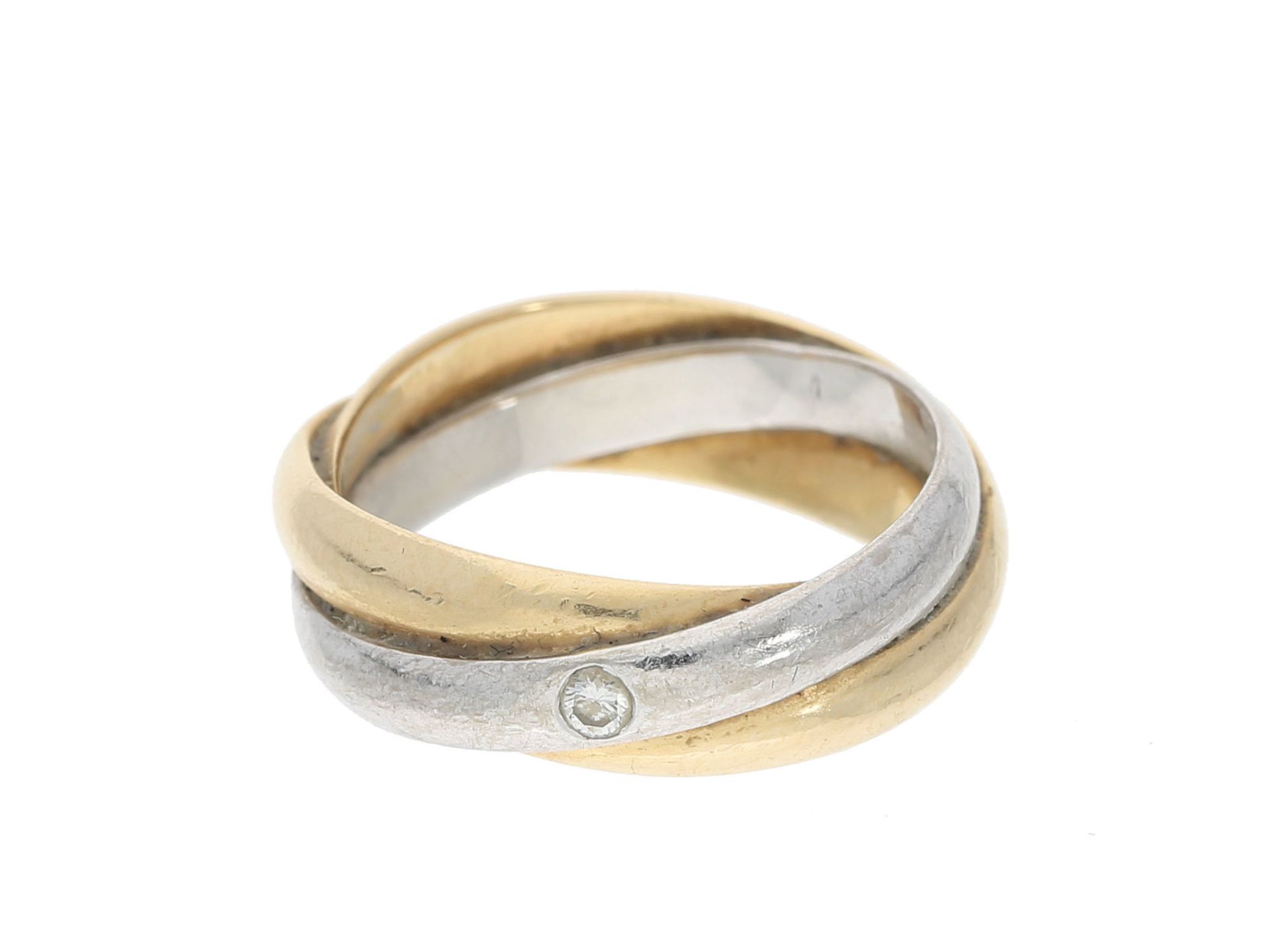 Ring: schöner Bicolor-Ring mit Brillant von Juwelier Christ, 14K Gold