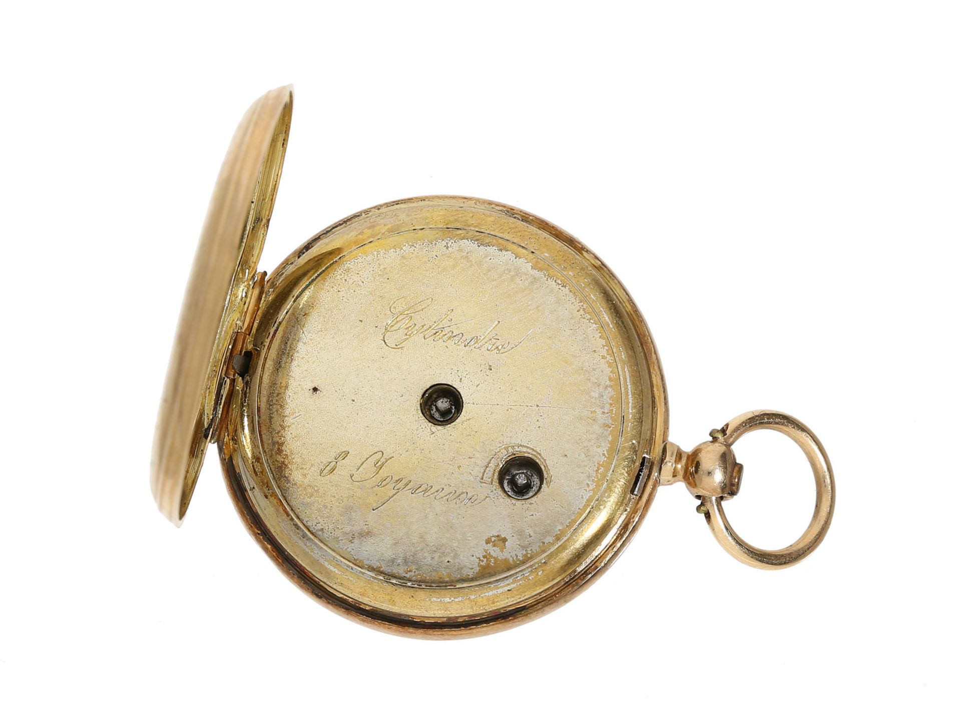 Taschenuhr: goldene Damentaschenuhr, um 1870 - Bild 3 aus 3