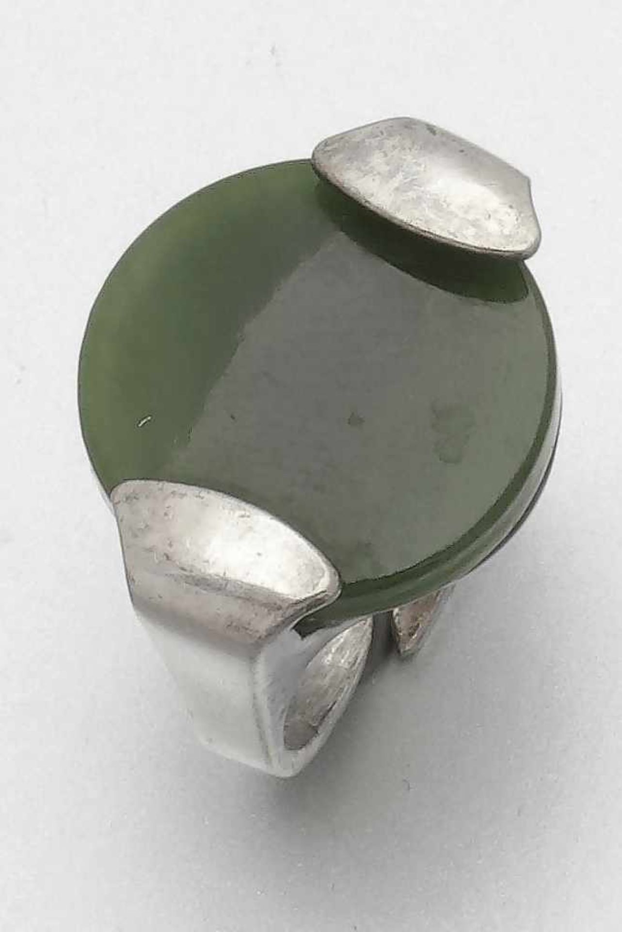 Jade-Schmuckset in Silber: Ring, Anhänger und Armband835er und 925er Silber, gestemp. Div. Jade. - Bild 3 aus 3
