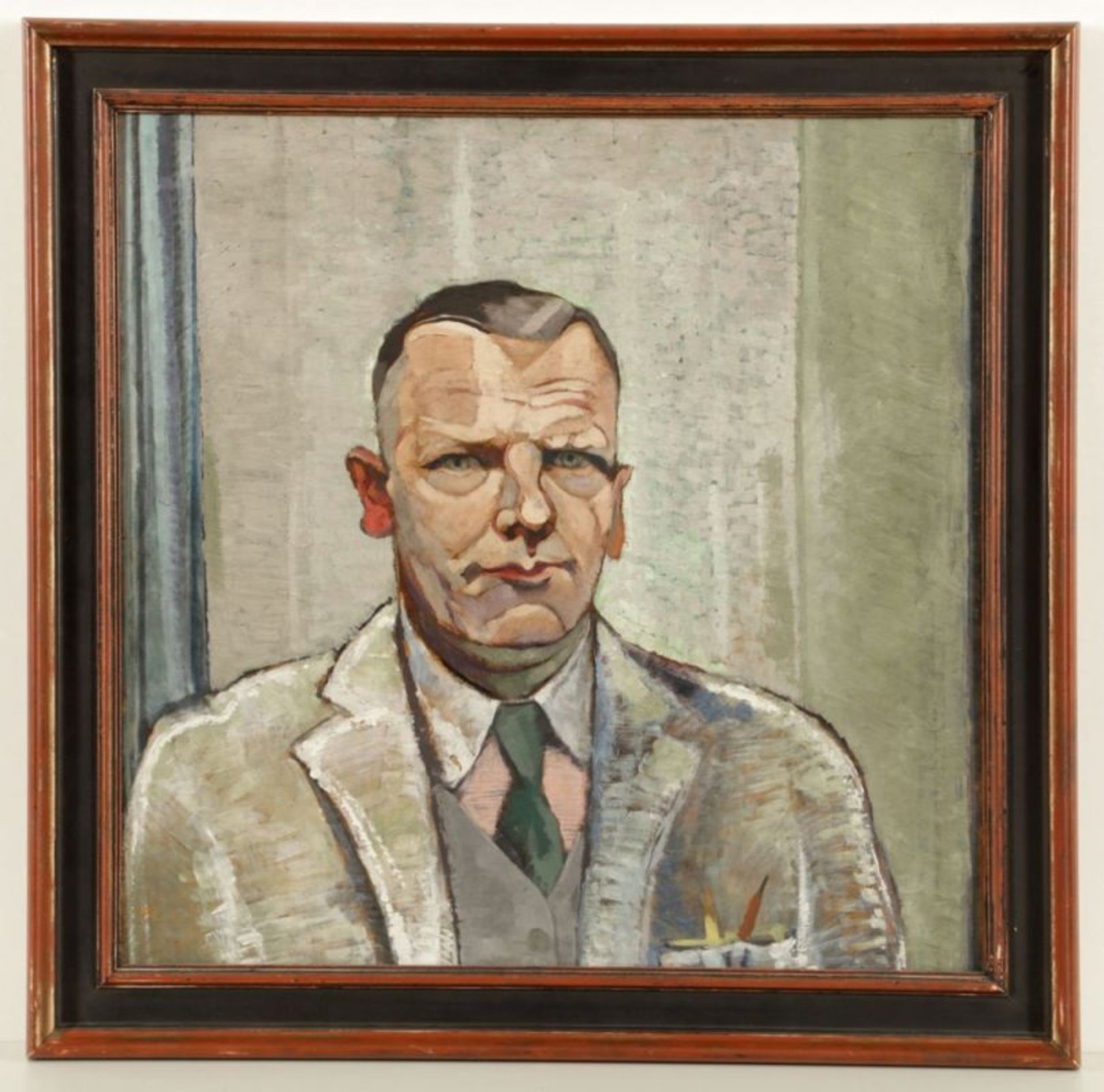 Künstler der Neuen Sachlichkeit- Herrenporträt - Öl/Holz. 59 x 59 cm. Rahmen.- - -22.00 % buyer's - Image 2 of 2