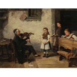 Hugo Oehmichen1843 Borsdorf b. Leipzig - 1932 Düsseldorf - Die Musikstunde - Öl/Lwd. 60 x 77 cm.