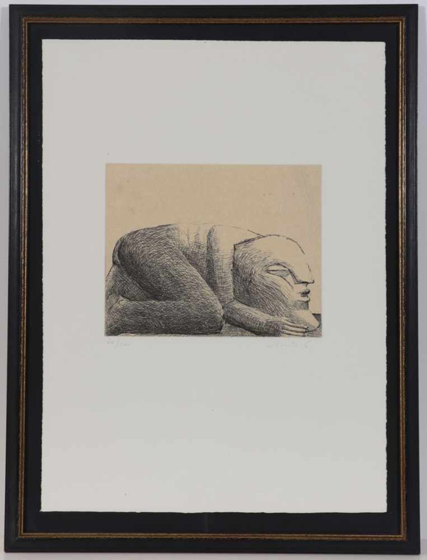 Horst Antes1936 Heppenheim - Kriechende Figur - Radierung/Papier. 66/100. 20 x 25 cm, 53,5 x 39 - Bild 2 aus 2