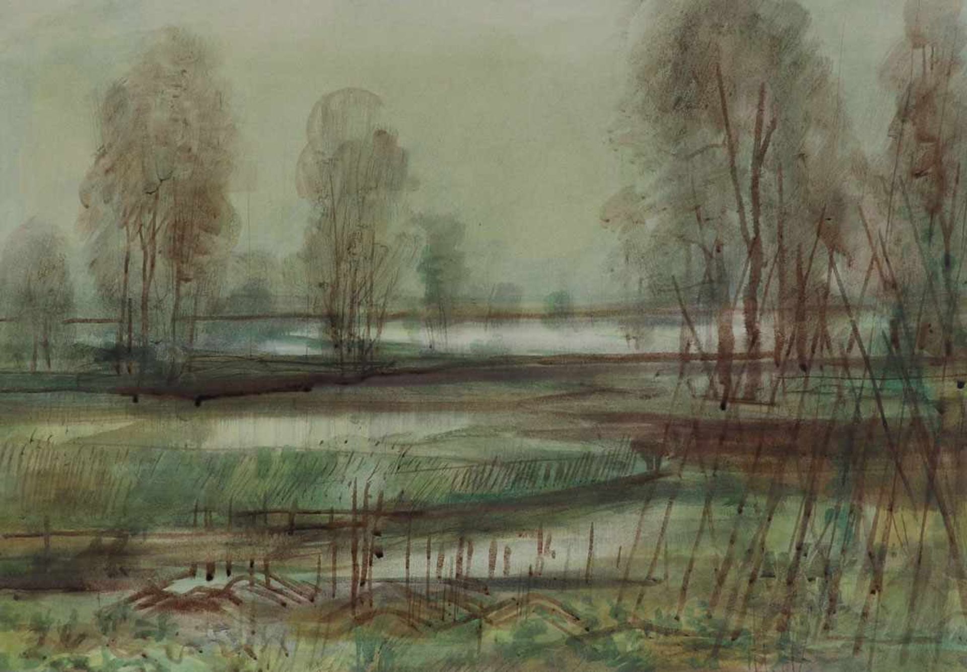 Ernst Thoms1896 Nienburg - 1983 Langeln-Wietzen - Landschaft - Aquarell/Papier. 41 x 59 cm (