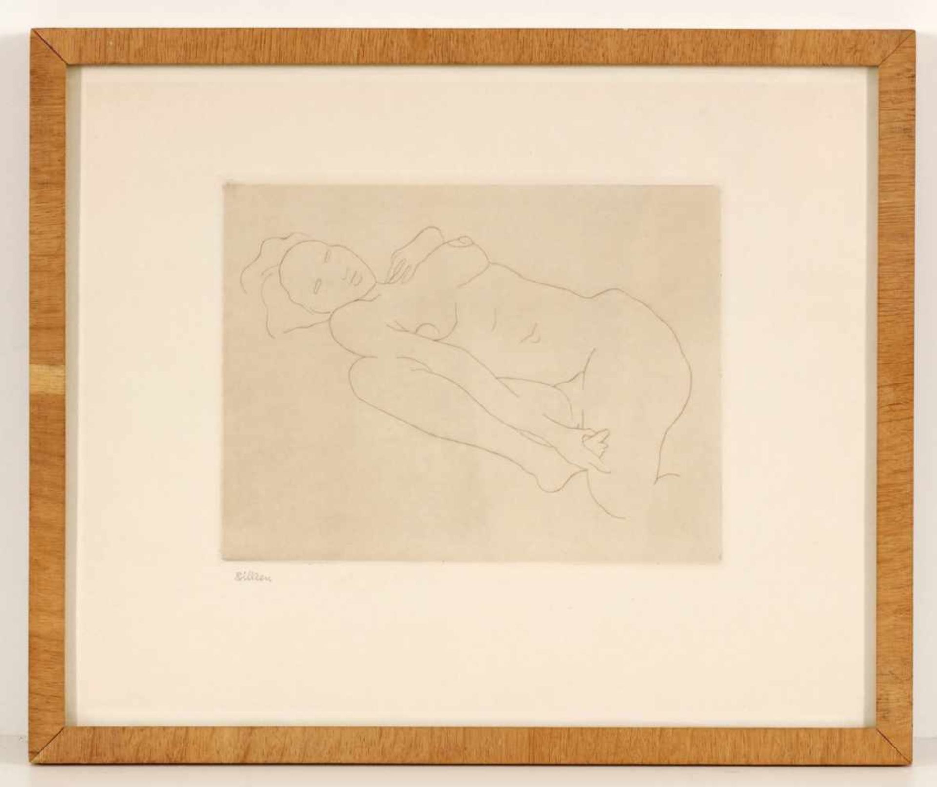 Künstler des 20. Jahrhunderts- Liegender weiblicher Akt - Radierung/Papier. 15,5 x 20,4 cm, 26,8 x - Bild 2 aus 2