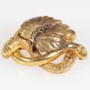 Historismus Brosche1860-1880. 585/ Schaumgold, geprüft. Gewicht: 10,1 g. L. 4 cm. B. 3 cm. Nadel mit