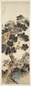 Chinesischer Künstler des 19. Jahrhunderts- Der alte Baum - Aquarell. 101 x 34,5 cm. 112,5 x 41