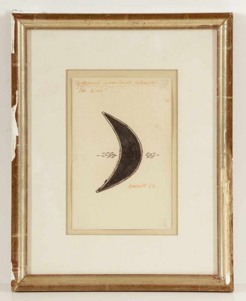 Guy Harloff1933 Paris - 1991 Galliate - "La Lune" - Kugelschreiber/Papier. 15,2 x 9,9 cm. Sign. - Image 2 of 6