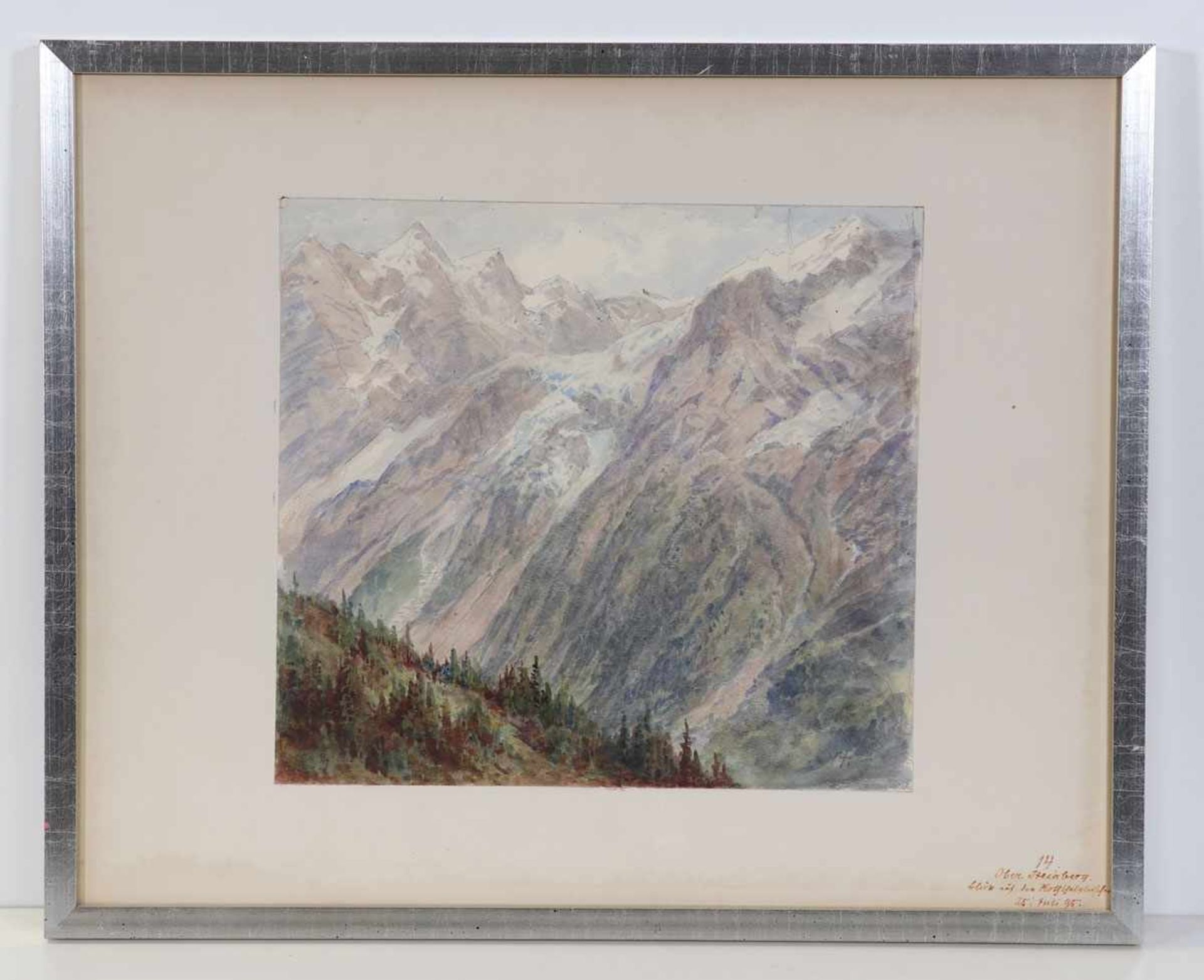 Wilhelm Starke1835 - 1905 - "Oberer Steinberg. Roththalgletscher" - Aquarell und Bleistift/Papier. - Image 2 of 2