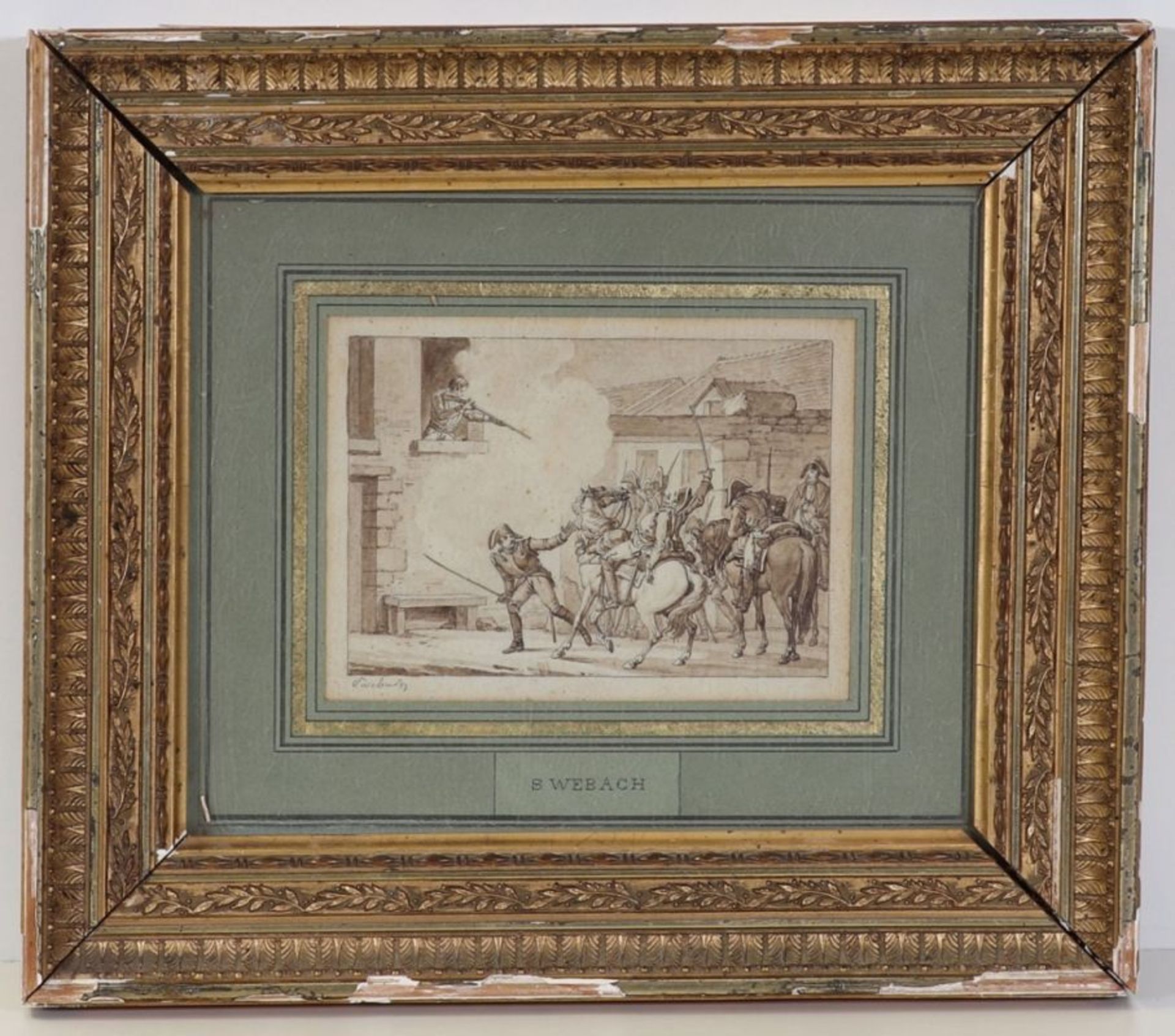 Jacques François Swebach1769 Metz - 1823 Paris - Kriegsszene - Tusche/Papier. 10,5 x 14,5 cm. - Bild 2 aus 2