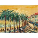 Franz Heckendorf1888 Berlin - 1962 München - "Promenade in Nizza" - Gouache/Papier. 28,5 x 39,8