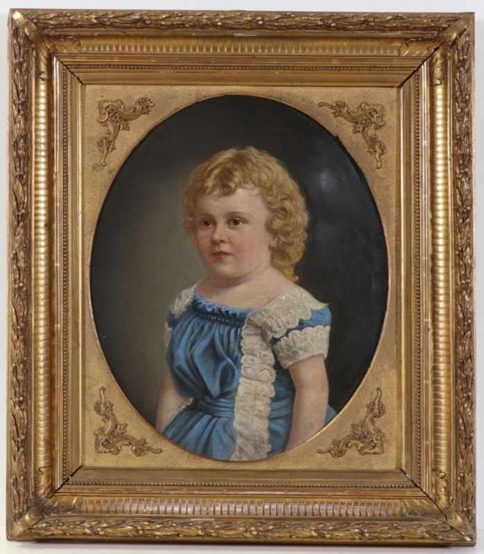 Künstler des Biedermeier- Porträt eines Kindes - Öl/Lwd. 44 x 36 cm (ovaler Rahmenausschnitt), 48