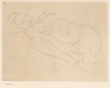 Künstler des 20. Jahrhunderts- Liegender weiblicher Akt - Radierung/Papier. 15,5 x 20,4 cm, 26,8 x