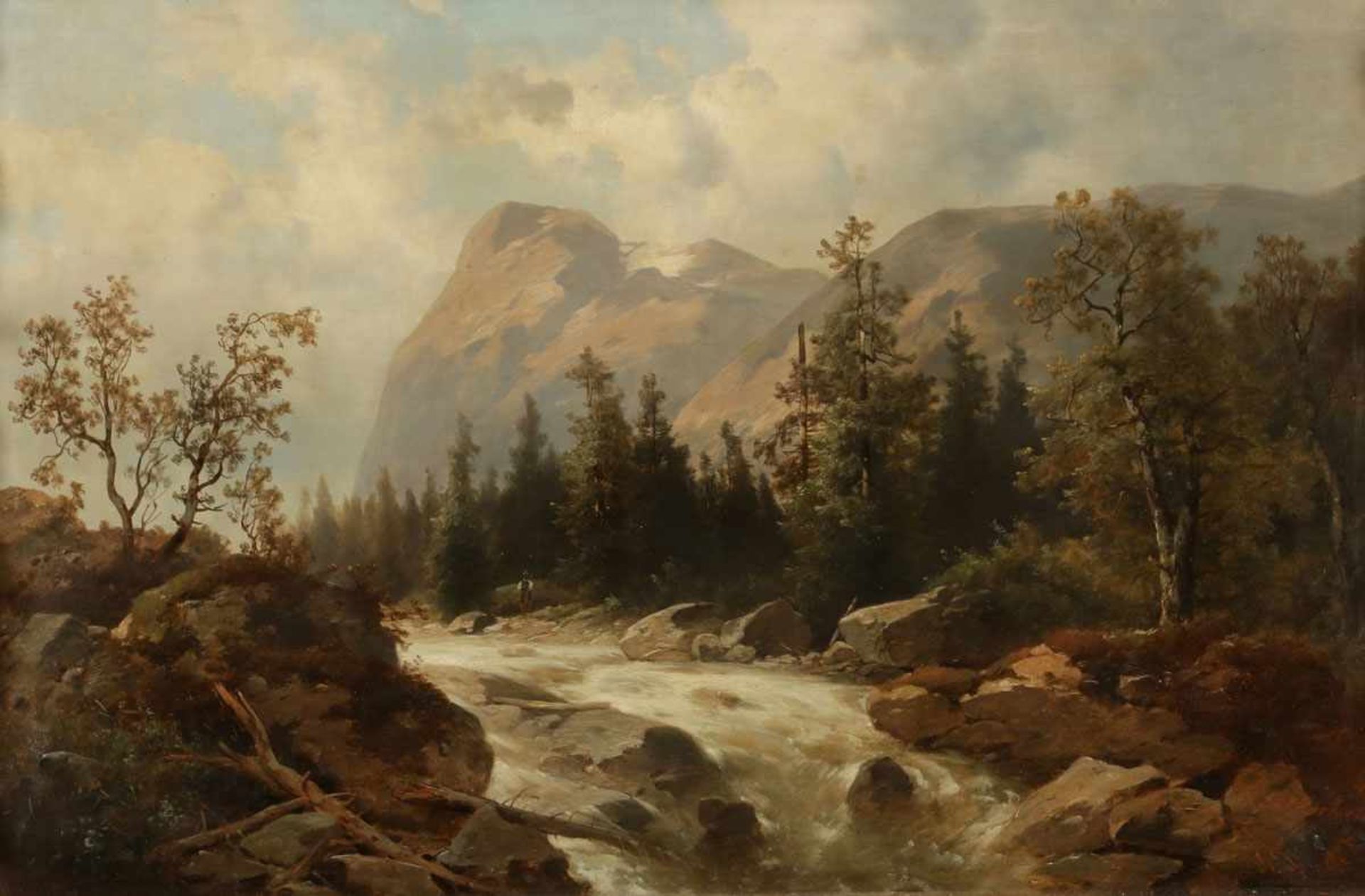 Josef Thoma1828 Wien - 1899 Wien - Gebirgslandschaft - Öl/Lwd. 69 x 105 cm. Sign. r. u.: J. Thoma.