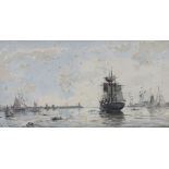 Frank Boggs1855 Springfield - 1926 Meudon - Boote im Hafen von Honfleur - Aquarell und Grafit/