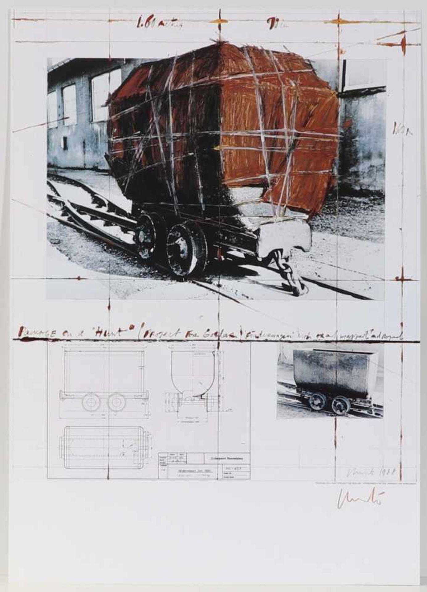 Christo1935 Gabrovo - "Package on a hunt" - Farboffset/Papier. 58 x 50 cm, 70 x 50 cm. Sign. r.