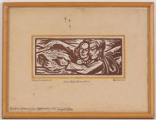 Gerhard Keller1905 - 1984 - "Die Wandernden" - Linolschnitt/Papier. 5,5 x 12,4 cm (