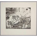 Uwe Bremer1940 Bischleben - "Gumbs Garten" - Aquatintaradierung/Papier. 47/75. 42,5 x 50 cm, 65,5
