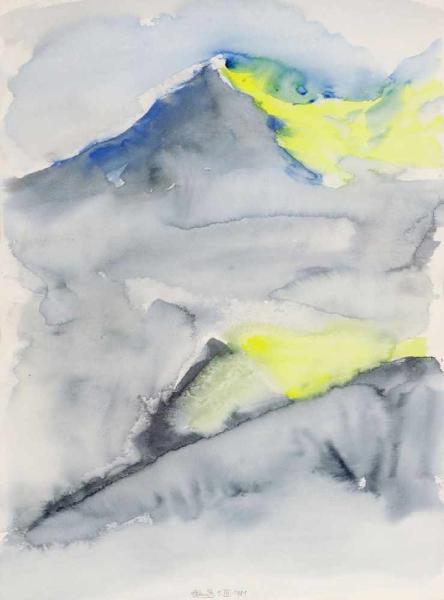 Helmut Silbermann1948 Dresden - Berglandschaft - Aquarell/Papier. 38,6 x 28,5 cm. Monogr. Mitte