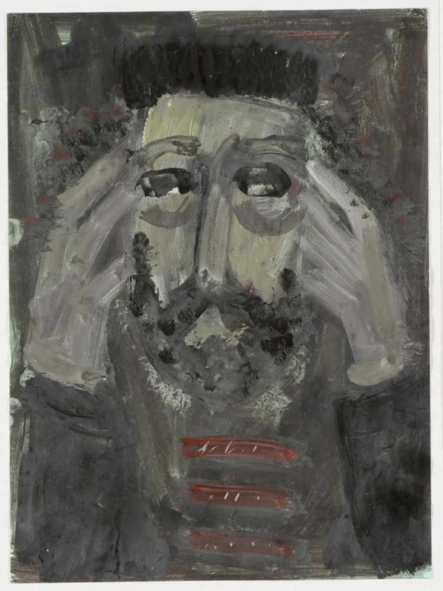 Igor Ganikovskiy1950 Moskau - "Der Rabbiner" - Gouache/Papier. 34 x 25 cm. Undeutl. monogr. und dat. - Bild 2 aus 2