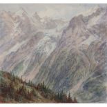 Wilhelm Starke1835 - 1905 - "Oberer Steinberg. Roththalgletscher" - Aquarell und Bleistift/Papier.