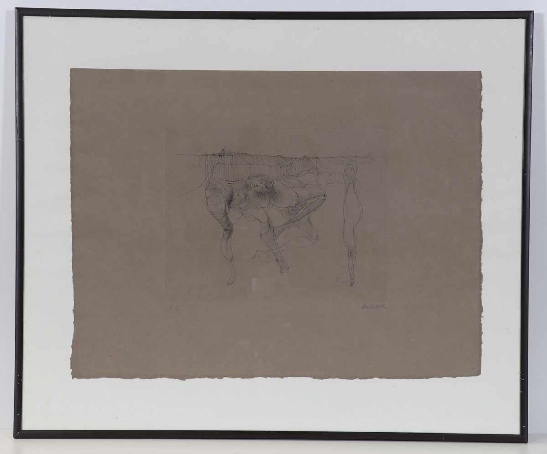 Hans Bellmer1902 Kattowitz - 1975 Paris - Erotische Szene - Radierung/graues Papier. H. C. 20,7 x - Bild 2 aus 2