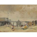 Künstler des 20. Jahrhunderts- Am Strand - Gouache/Papier. 47 x 67 cm (Passepartoutausschnitt).