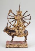 Shiva auf dem StierThailand, Bangkok Periode. Bronze. Vergoldet. H. 20 cm. Shiva ist einer der